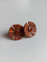 Ana plug-in leather earrings-orange