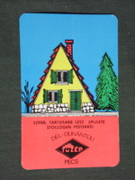 Kártyanaptár, Tüzép építőanyag vállalat Pécs, grafikai rajzos,nyaraló,házíkó, 1978 ,   (2)