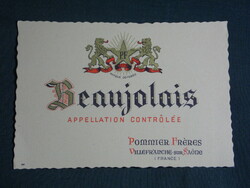 Wine label, France, Beaujolais red wine