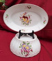 Beautiful pansy porcelain flower bowl with scones heirloom antique
