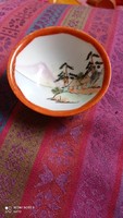Tiny old Japanese plate, small antique bowl with painting and marking