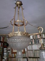 Antique copper, empire-style, three-pronged 3-centred chandelier. Easter sale!