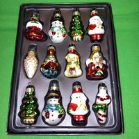 12 pieces, glass, various Christmas tree ornaments. Figure.