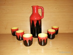 Magyarszombatfa ceramic wine set jug with 6 glasses (21/d)