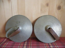Old retro children's copper cymbal with (rare) leather handle