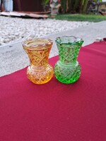 Gyönyörű  Cseh ibolya várták zöld narancs Midcentury modern üveg váza  Gyűjtői szépség