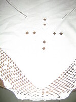 Beautiful elegant handmade crocheted azure tablecloth
