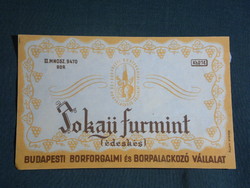 Bor címke, Budafok, pincészet, borgazdaság, Tokaji furmint bor
