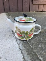 Christmas patterned coffee pot enameled