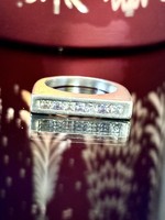 Art-deco Stílusú ezüst gyűrű, cirkónia kövekkel ékesítve