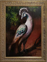 Alim Adilov: Peacock - with frame 82x62 cm - artwork: 70x50cm - T23/4517