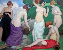 Frigyes Borszéky: nudes, large art nouveau painting
