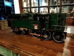 Steam, home-made steam locomotive model or model, with wooden and metal parts, large piece