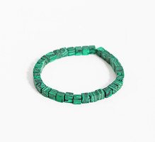 Malachite stone cube bracelet - mineral / semi-precious stone jewelry