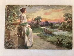 Old postcard, art postcard.