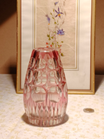 Art deco cut crystal vase with polished base