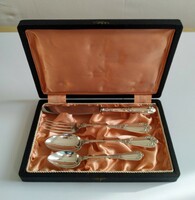 Silver children's cutlery set baptism set in box