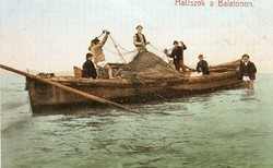 Ba - 174 Postatiszta reprint képeslap a Balaton régmúltjából - Halászok