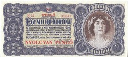 Magyarország 1000000 korona / 80 pengő REPLIKA 1923 UNC