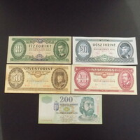 5 db Forint bankjegy LOT ! 10,20 50 100,200 Forint!