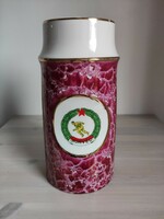 "Honvéd " emblémás lila irrizáló mázas hollóházi porcelán váza