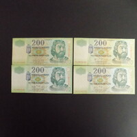 4 db Forint bankjegy LOT ! 200 Forint!