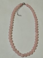 Rose quartz mineral necklace.