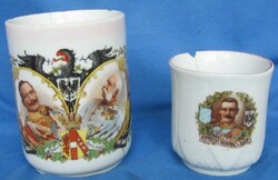 2 old First World War commemorative cups, József ferenc mug, ii. Wilhelm, they are wrong.