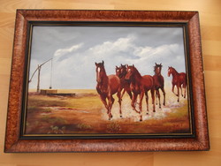 Horses - framed painting