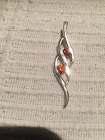 Silver (ag) hallmarked pendant with orange cubic zirconia stone (gyfd)