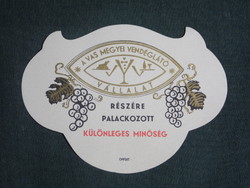 Wine label, Vas county restaurant, winery, wine farm, 1960-70 wine neck label