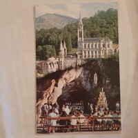 Postcard lourdes x. Saint Pius Basilica with local postmark 1974