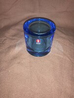 A finn IIttala üveg Marimekko kék  Kivi gyertyatartója
