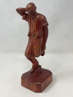 Carved statue with Soós 1945 mark - folk dancing man sculpture (21cm) - cz