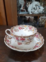 Old English Copeland late spode 1860-1886, hand painted with flowers, large porcelain tea cup, plate..