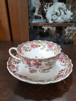 Régi Angol Copeland Late Spode 1860-1886,Kézi Virág Festésű,Nagyméretű Porcelán Teás Csésze,Tányér..