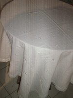 Beautiful white filigree madeira tablecloth