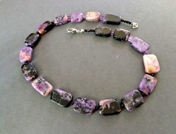 Czaroit brick beads mineral necklace