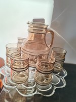 Brown glass jug with 4 large glasses