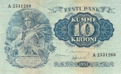 10 korona krooni 1937 Észtország UNC