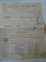 Za470.36 Andrényi Károly Nagyvárad - Arad invoice 1913 Temesséfalu Lántz Nándor hardware multi-page
