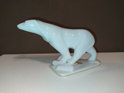 Art deco polar bear walking on an ice floe