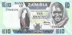 10 kwacha 1980-88 Zambia UNC