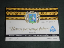 Wine label, Eger Gyöngyösvidék winery, wine farm, Hevesi steak white wine