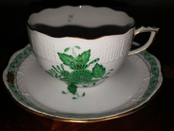 Herendi zöld Apponyi teás csésze + alj (1)