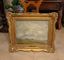 Magyar mannheimer g. Cumulus clouds antique painting!