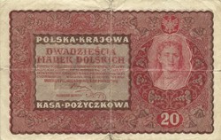 20 marek márka 1919 II. széria Lengyelország 1.