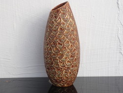 Cone vase Austrian ceramic vase with iridescent glaze 416 marked 1970. Made in Austria
