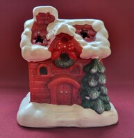 Karácsonyi kerámia mécsestartó házikó ház dekoráció mécses falu