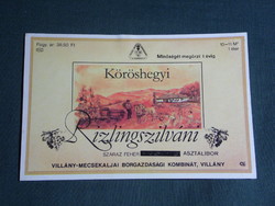 Wine label, Villány Mecekalja winery, wine farm, Kőröhegy Rieslingsylvan wine